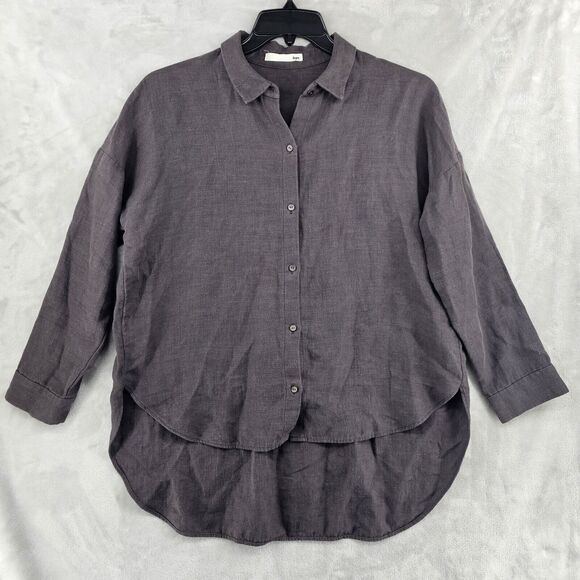 evam eva‎ japan womens Linen top brown size 2 shirt button up - Picture 1 of 7